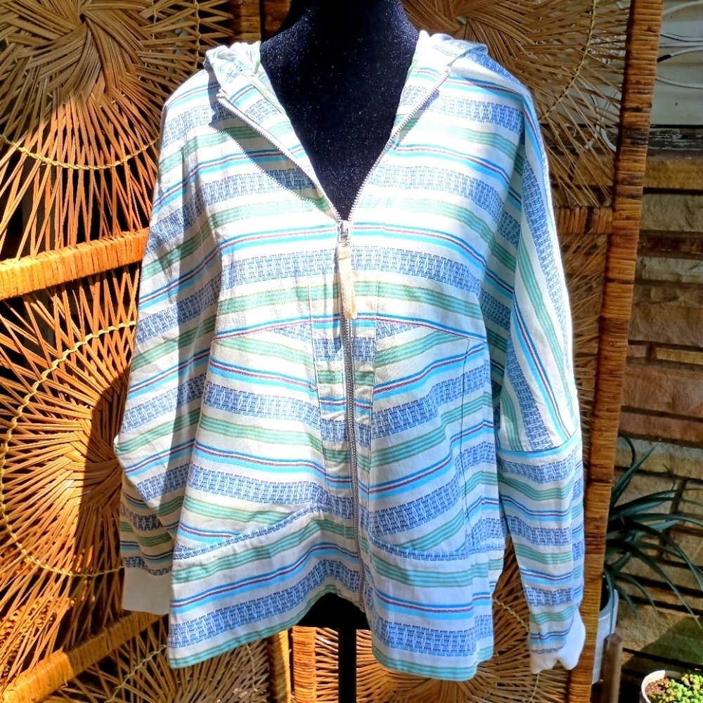 NWOT Anthropologie Striped Zip-Up Hoodie_ L/XL - Picture 2 of 7